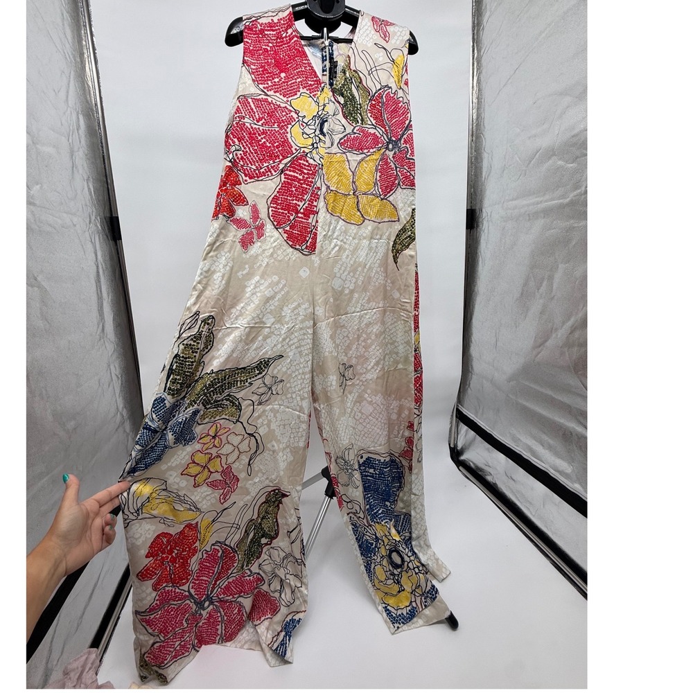 Saaksha & Kinni Floral Bandhani Printed Wide Leg Jumpsuit XL Sleeveless V-Neck